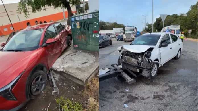 Conductor destroza auto prestado en choque en Playa del Carmen