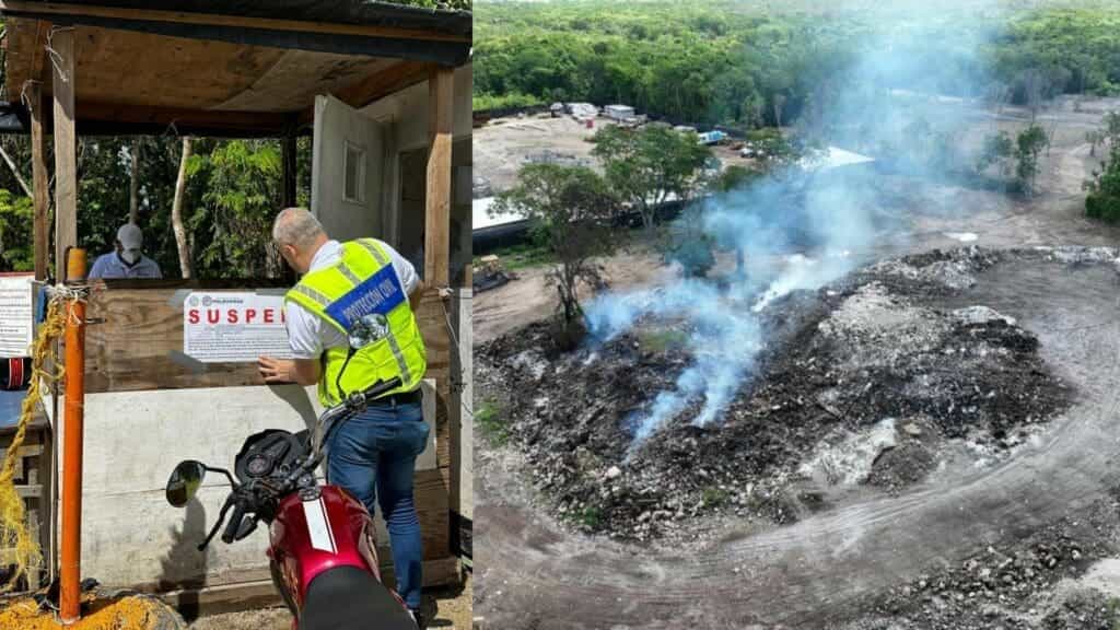 Incendio controlado y suspensión de obra de CADU, en Playa del Carmen