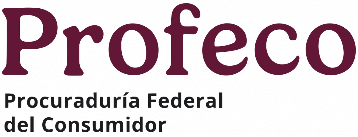 Logotipo de Profeco, Procuraduría Federal del Consumidor, en color vino con texto negro.