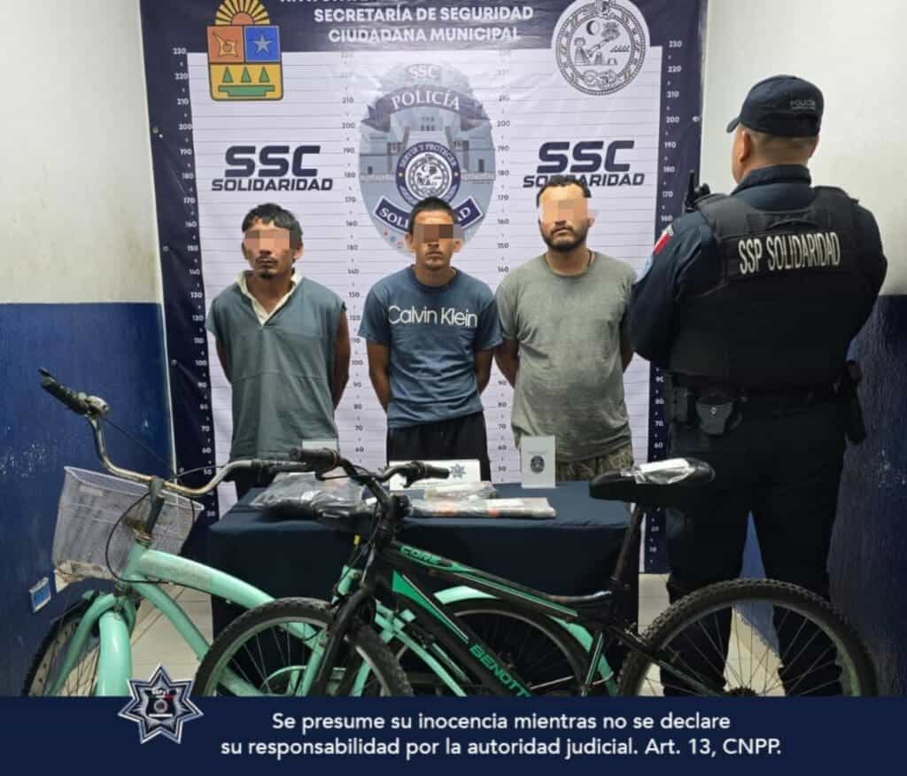 Detienen a tres sujetos en Playa del Carmen cuando pretendían robar una bicicleta