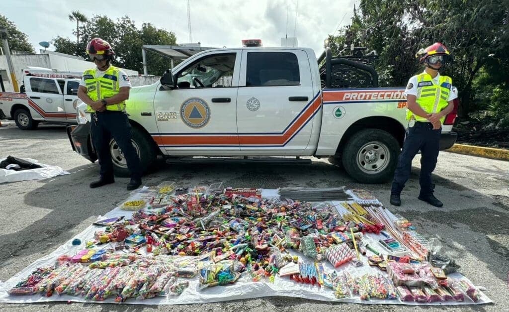 Gobierno de Estefanía Mercado decomisa 300 kilogramos de pirotecnia en Playa del Carmen